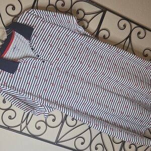 Chic Comfort Collection Nautical Striped Dress ~Red Anchors Print ~ Sz 1X